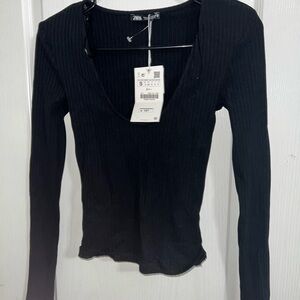 Zara Elegant Black Long Sleeve Top